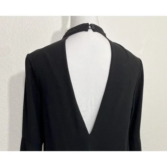 NWT Lulus Size Small Women Black Deep V-Neck Mini Lined Dress Bell Sleeve - Picture 6 of 11